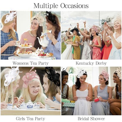 Fascinators Hats for Women, Fascinator Headband Tea Party Hat - color: Pink