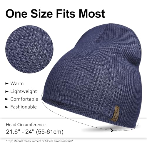 OUTDOOR SHAPING Unisex Knit Beanie Hat - Warm Durable Soft Skull Cap for Men & Women - color: Navy