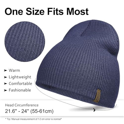 OUTDOOR SHAPING Unisex Knit Beanie Hat - Warm Durable Soft Skull Cap for Men & Women - color: Navy