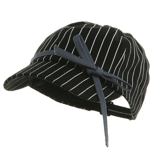 e4Hats.com Ladies White Stripe 6 Panel Newsboy Hat - color: Black