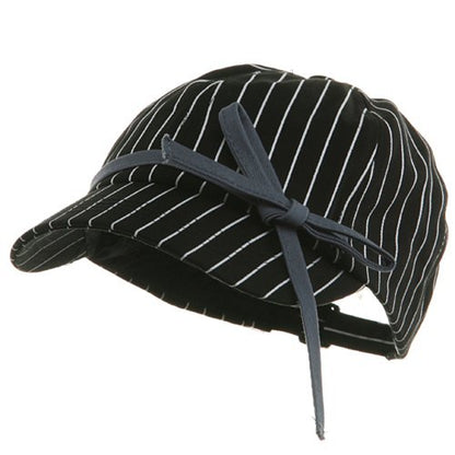 e4Hats.com Ladies White Stripe 6 Panel Newsboy Hat - color: Black