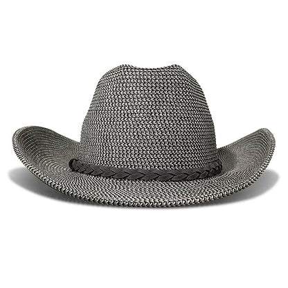 Lucky Brand Women's Straw Cowboy Hat | Rope Design | Western | Style | Fashion | Sun Protection | Breathable - color: Grey