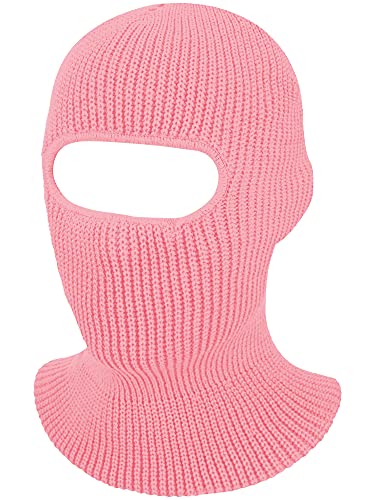SATINIOR 1 Hole Ski Mask Winter Knitted Balaclava Warm Full Face Mask Windproof Head Cover for Men Women Sports Outdoor - color: Pink, size: Medium