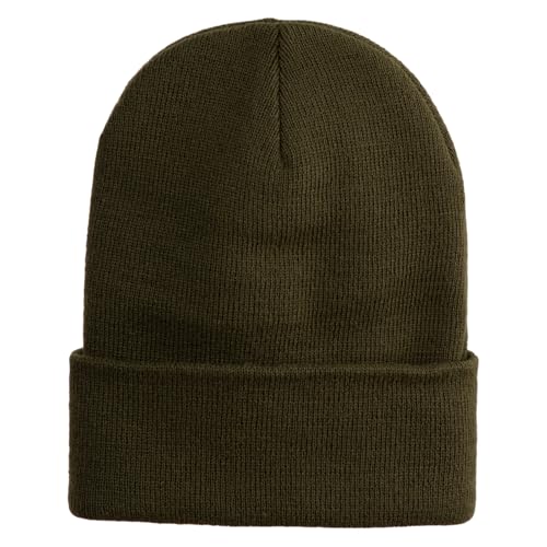 e4Hats.com 12 inch Cuffed Knit Long Beanie - color: Olive