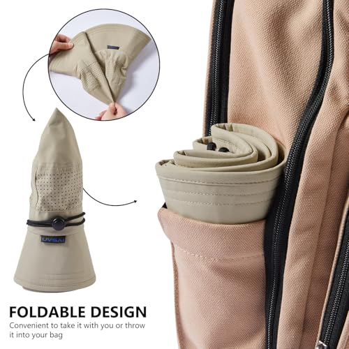 UPF 50+ Bucket Sun Hat with Laser Perforated Mesh Cooling Adjustable Breathable Lightweight for Outdoor Men Women - color: Black & Khaki