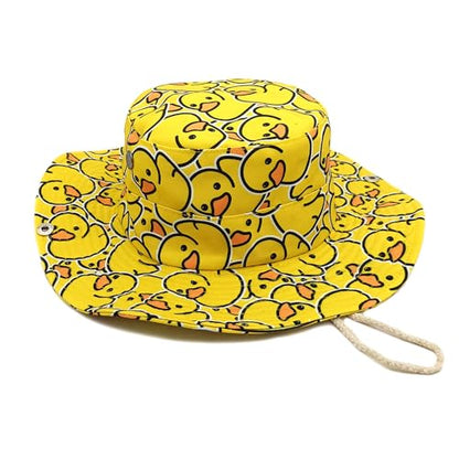 Sun Bucket Hat for Men Women Fishing Beach Safari Trendy Cotton Cowboy Cap for Golf Hiking Hunting Outdoor Boonie - color: Duck Yellow