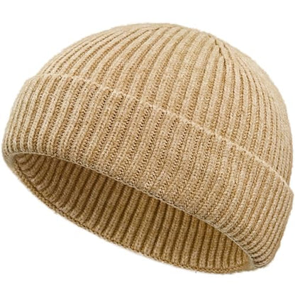 Wool Fisherman Beanies for Men Knit Fall Winter Beanie Hat Skull Cap - color: Apricot