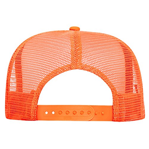 OTTO Neon Polyester Foam Front 5 Panel High Crown Mesh Back Trucker Hat - color: N.org/Wht/N.org