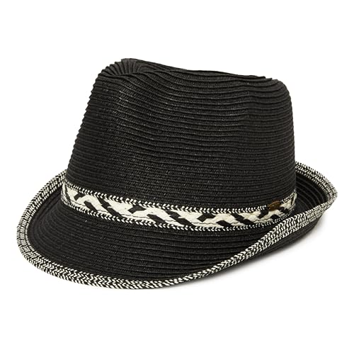 Funky Junque Short Brim Fedora Packable Sun Hat for Women - color: Black