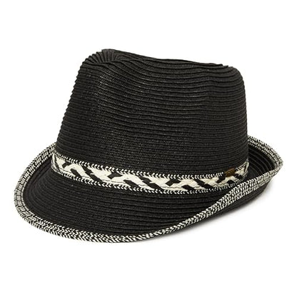 Funky Junque Short Brim Fedora Packable Sun Hat for Women - color: Black