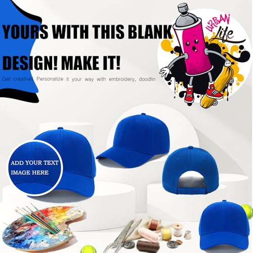 ZH Plain Adjustable Baseball Cap - Lot of 12 Unisex Blank Design Caps - color: Colour Mixture