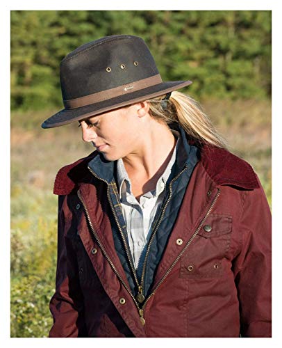 Outback Trading Company Unisex 1462 Madison River Sun-Protective Waterproof Crushable Cotton Oilskin Hat - color: Brown, size: Medium