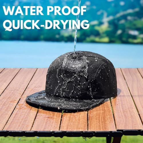 5 Panel Running Hat Waterproof Nylon Sun Hat Quick Dry Plain Baseball Cap for Men Women - color: Black