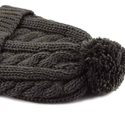 Women and Men Beanie Daily Winter Oversized Thick Stretchy Knitted Pom Pom Beanie Fleece Lined Beanie Hat - color: 1. Curly Dark Grey