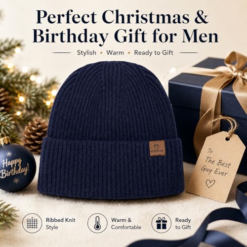 Oversize XXL Winter Beanie Knit Hat for Men - color: E1-navy