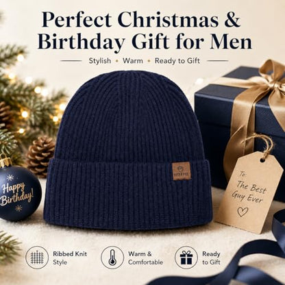 Oversize XXL Winter Beanie Knit Hat for Men - color: E1-navy