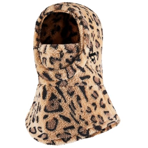 Ski Mask Kids Balaclava, Winter Ski Face Mask Cover, Fleece Hats for Kids - color: Leopard