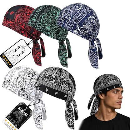 Cooling Skull Cap Helmet Liner, Breathable Elastic Bandana Cooling Headscarf Cap for Men Women - color: 5pcs-a