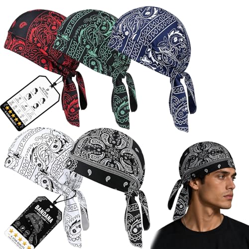 Cooling Skull Cap Helmet Liner, Breathable Elastic Bandana Cooling Headscarf Cap for Men Women - color: 5pcs-a