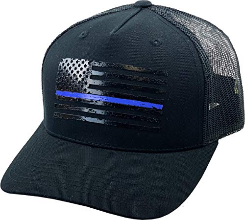 KBETHOS Flag USA America Military Thin Blue Line Thin Red Line Vintage Distressed Baseball Cap Dad Hat Unisex Adjustable… - color: Black Blue Tactical Usa Flag
