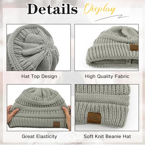 American Trends Winter Hats for Women 4 Pack Beanie Hats Caps Knit Chunky Slouchy Beanie Hats - color: Yellow