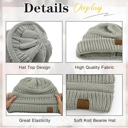 American Trends Winter Hats for Women 4 Pack Beanie Hats Caps Knit Chunky Slouchy Beanie Hats - color: Yellow