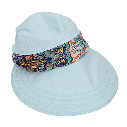 haozaikeji 2-in-1 Women Wide Brim Sun Hat UPF 50 Sun Protection Beach Hat Zipper Off Sun Visor Hats with Detachable Neck Flap - color: Grey