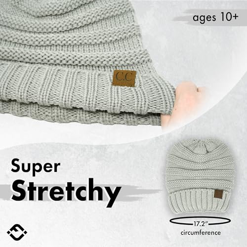 Funky Junque Exclusives Slouchy Beanie for Women – Oversized Winter Hat, Chunky Cable Knit Beanies, Soft Warm Unisex Slouch Hats for Cold Weather - Mercury