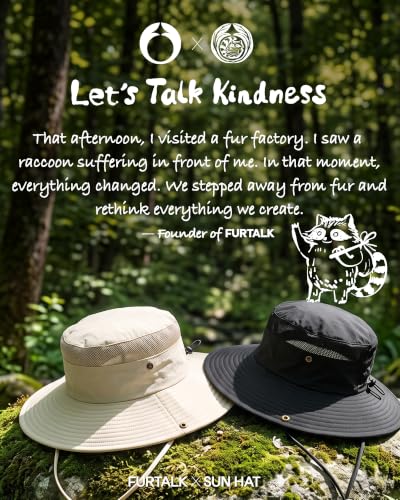 FURTALK Sun Hats for Women UV Protection Wide Brim Ponytail Hiking Hat - color: Black