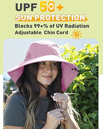 Tirrina Women's Sun Hat Wide Brim, UV Protection Sun Hats for Women - color: #1 Pink