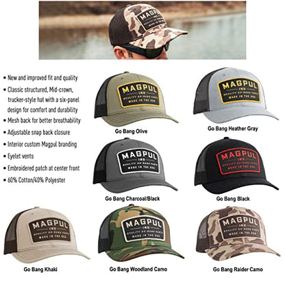 Magpul Trucker Hat Snap Back Baseball Cap, One Size Fits Most - color: Go Bang Heather Gray