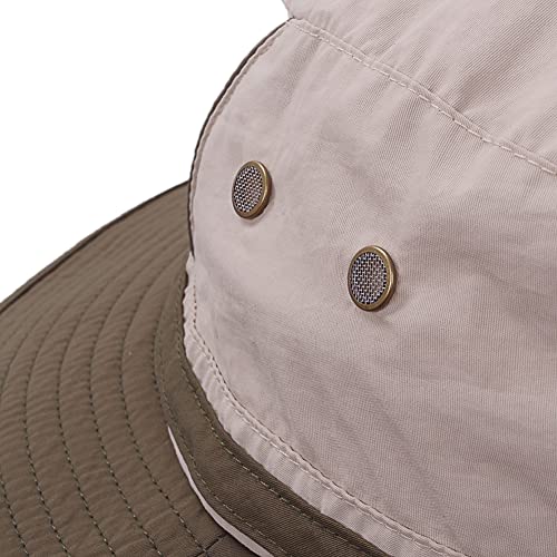 Waterproof Safari Hats | Wide Brimmed Sun Protection Boonie Cap | Explorer Jungle Bush Bucket Hat for Outdoor Hiking Fishing - color: Beige/Green