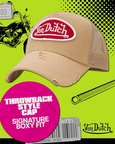 Von Dutch Unisex Trucker Hat - Retro Classic Solid Color Mesh Back Snapback Baseball Cap for Men & Women. - color: Khaki