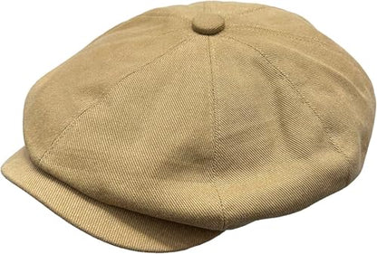 Newsboy Hats for Men Flat Cap Cotton Caps for Men Classic 8 Panel Ivy Hat Driver Cap for Women (Cotton, Denim) - color: Khaki