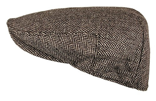 Wonderful Fashion Men's Classic Herringbone Tweed Wool Blend Newsboy Ivy Hat (Large/X-Large, Charcoal) - color: Brown, size: Small-Medium