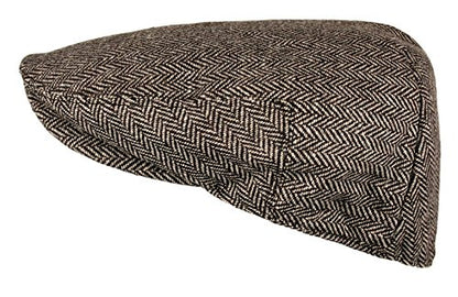 Wonderful Fashion Men's Classic Herringbone Tweed Wool Blend Newsboy Ivy Hat (Large/X-Large, Charcoal) - color: Brown, size: Small-Medium