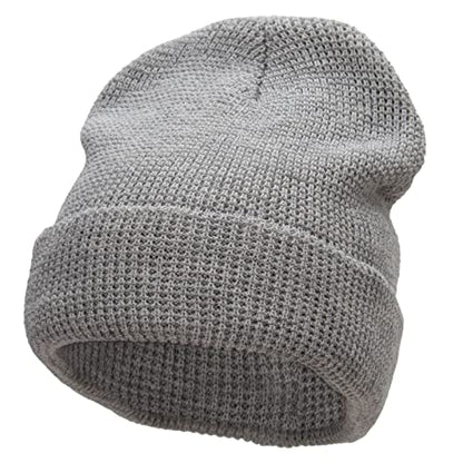 Waffle Knit Cuff Beanie - color: Heather Grey