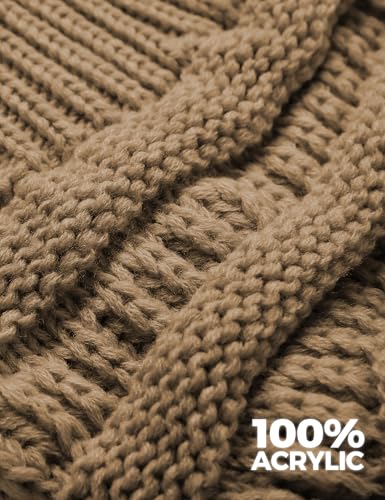 Slouchy Beanies for Women Cable Knit Winter Hats Ladies Gifts Chunky Skull Cap Thick Warm Stocking Caps for Cold Weather - color: Khaki