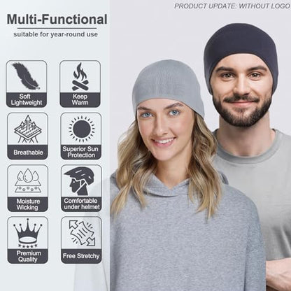 Bamboo Lightweight Skull Cap Beanie Hat for Men Women, Soft and Comfy Sleep Cap Watch Hat - color: Black/Grey