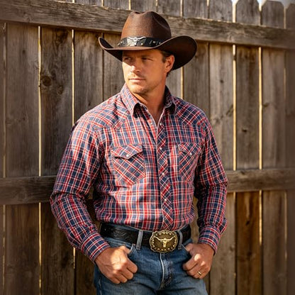 Straw Cowboy Hat with Western Leather Belt Set 3.75 Inches Wide Brim