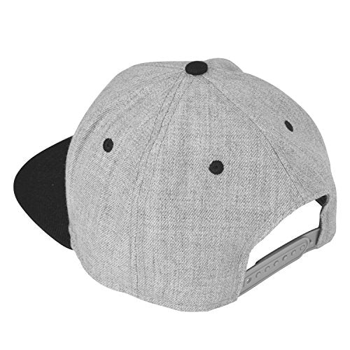 DALIX Premium Wool Blend Hat Flat Bill Cap Snapback Black Dark Gray Maroon Light - color: Light Gray/Black