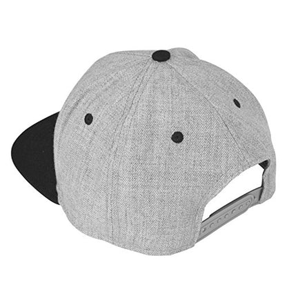 DALIX Premium Wool Blend Hat Flat Bill Cap Snapback Black Dark Gray Maroon Light - color: Light Gray/Black