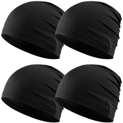 WTACTFUL Cooling Breathable Skull Cap Men Women, Sweat Wicking 1-2-4 Pack - color: #A1- Black + Black+ Black+ Black
