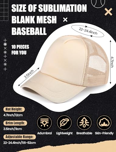 Tarpop 10 Pcs Sublimation Blank Trucker Hats Bulk - color: Tan