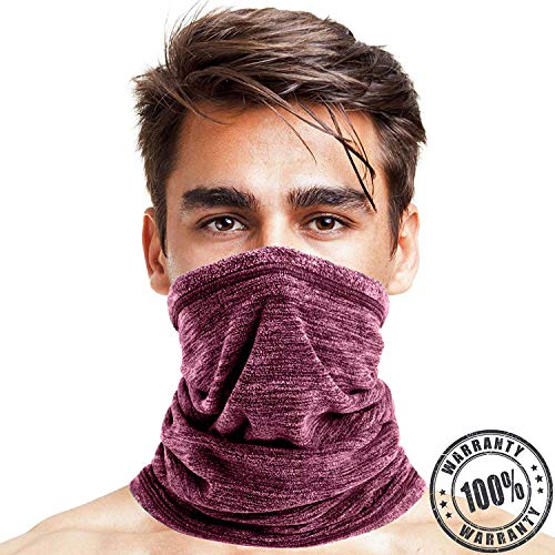 Winter Thermal Neck Warmer/Neck Gaiter Face Scarf/Face Cover Winter Ski Mask - Cold Weather Balaclava - color: Gray+ Watermelon Red