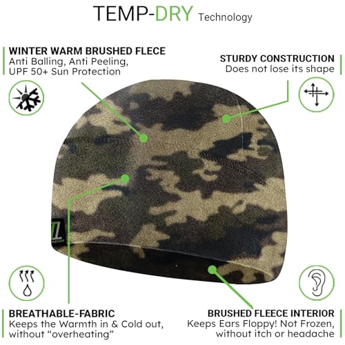 Temple Tape Tactical Fleece Watch Cap Beanie – Skull Cap Fleece Hat - Mens & Women - color: [2-pack] 1-black & 1-camouflage, size: X-Large