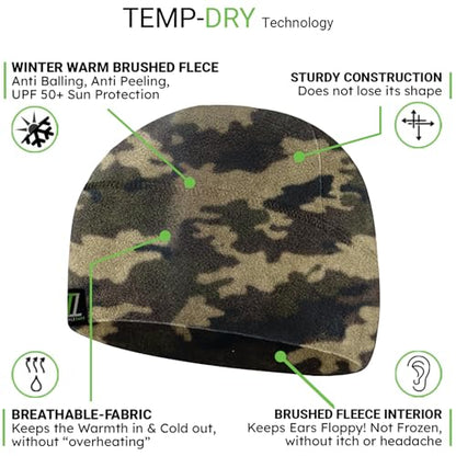 Temple Tape Tactical Fleece Watch Cap Beanie – Skull Cap Fleece Hat - Mens & Women - color: Camo, size: One Size