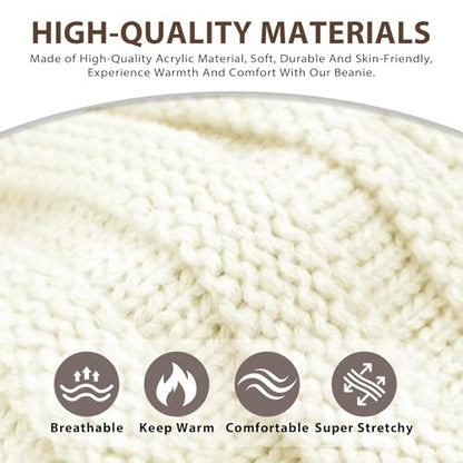 ZOORON Womens Winter Hat Slouchy Beanies for Women Cable Knit Beanie Hats - color: 1pack- Beige