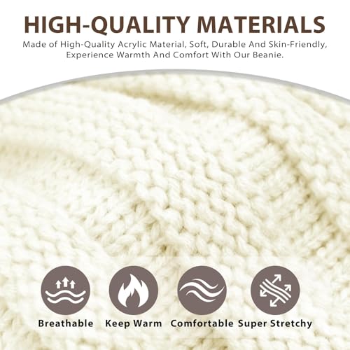 ZOORON Womens Winter Hat Slouchy Beanies for Women Cable Knit Beanie Hats - color: 1pack- Beige