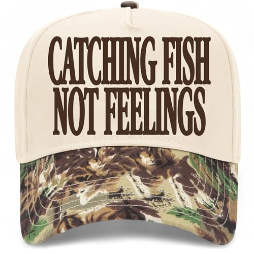 Catching Fish Not Feelings Hat - color: Woodland Camo/Natural